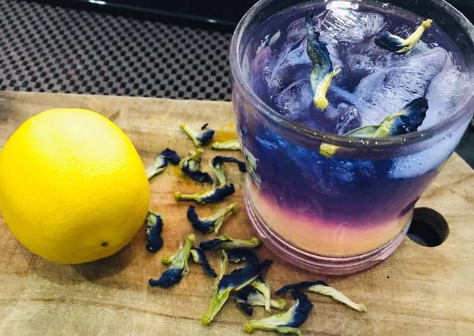 Resep Teh Blue Telang Lemonade Madu Anti Gagal