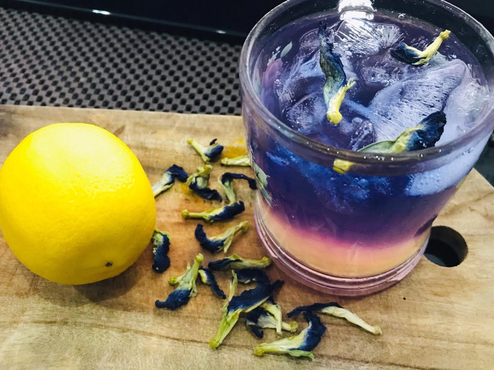 Resep Teh Blue Telang Lemonade Madu Anti Gagal