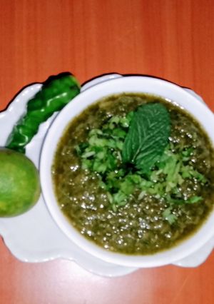 A picture of Green chutney 🌶️🍋🧄.
