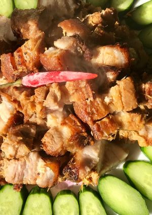 Hình của món Ba chỉ chiên sả ớt.
