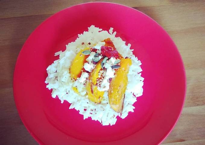 Recette Savoureux Butternut et volaille au four