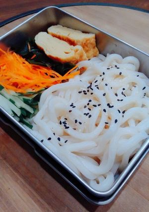 A picture of Cold Bento #1 - Chilled Udon Noodles with Sesame Sauce.