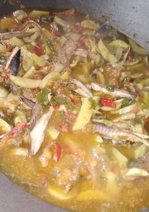 Foto resep Oseng Jengkol + ikan asin rebus suwir + tempe goreng