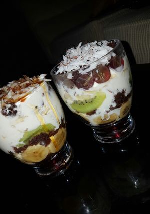 A picture of Chocolate cake fruit Parfait.