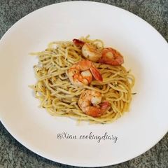 A picture of Shrimp Spaghetti Aglio Olio.
