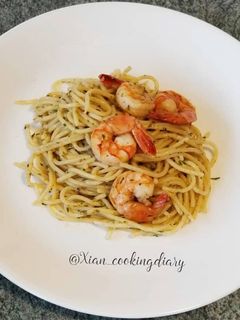 A picture of Shrimp Spaghetti Aglio Olio.