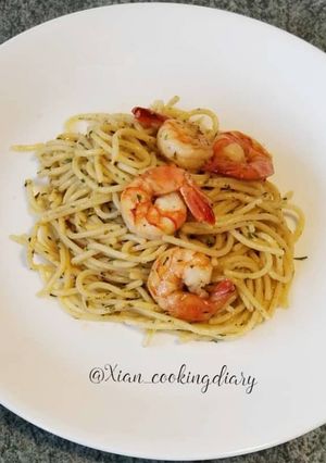 A picture of Shrimp Spaghetti Aglio Olio.