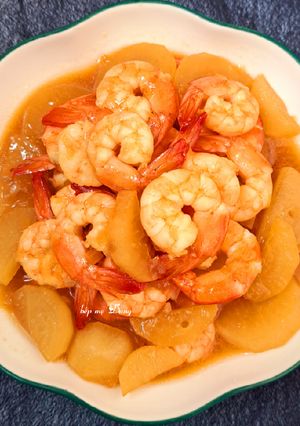 Hình của món Tôm kho củ cải.