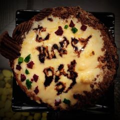 Saffaron choco milk cake without cream A picture of Saffaron choco milk cake without cream.