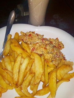 A picture of Irish potatoes with scrambled egg.