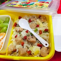 A picture of Vegetable soya chunks pulao.