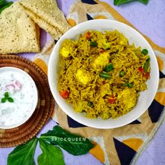 A picture of Palak Paneer Pulao.