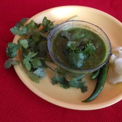 A picture of Amla and coriander leaves chutney.