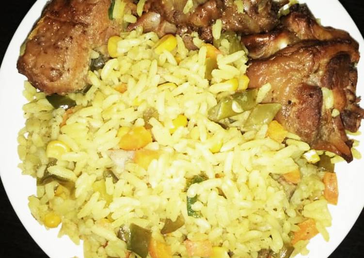 Step-by-Step Guide to Prepare Super Quick Homemade Fried rice and  chicken