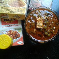 Achari matar paneer A picture of Achari matar paneer.