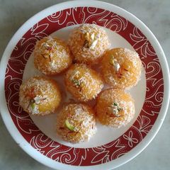 A picture of Coconut ladoo mango flavoured.