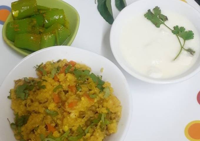 Little Millet Khichdi with Vegetables & Moong Sprouts ---- A Wholesome Platter