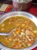 Lentejas con chicharrones de marrano