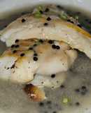 Bacalao fresco en su jugo con huevas de lumpus