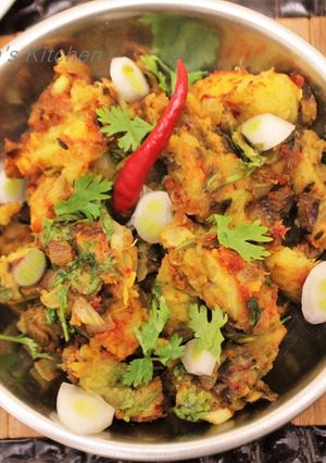 A picture of Raw Banana Bharta.