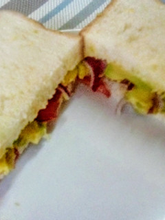 A picture of My simple avocado vegan sandwich.