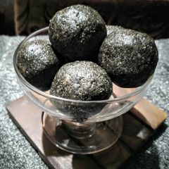 A picture of Black powdered sesame seed ladoo......