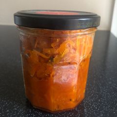Carrot sweet pickle (Chundo) A picture of Carrot sweet pickle (Chundo).