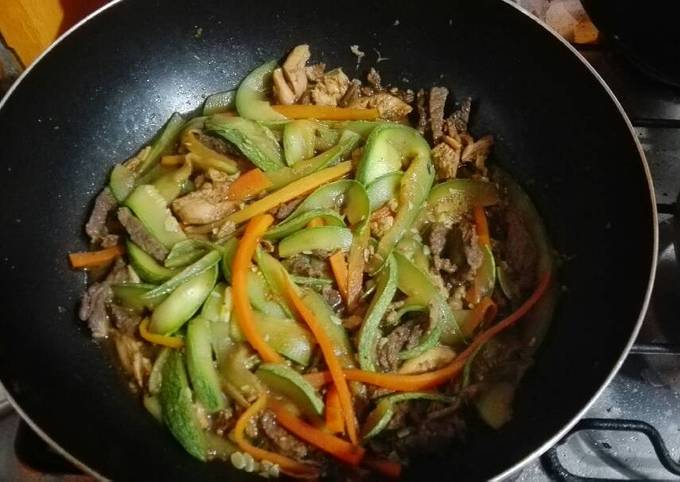 Salteado de verduras con pollo y carne Receta de Lissette_iqq- Cookpad