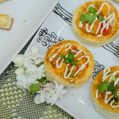 A picture of Savoury cups with mango salsa.