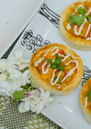 A picture of Savoury cups with mango salsa.