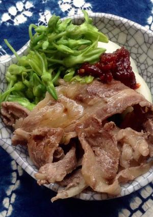 Hình của món Bò né bông thiên lý.