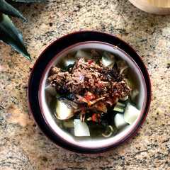 A picture of Pan Mee with Tofu Soy Topping #WYH.