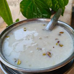 A picture of Sabudana (Sago) Rasamalai.