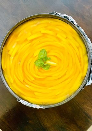 A picture of No bake Mango Cheese Cake.
