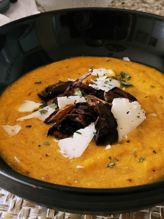 Una foto de Crema de Calabaza con Bacon y Setas