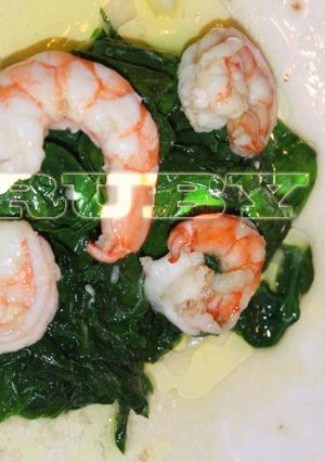 Hình của món Tôm Trụng Rau Mồng Tơi Sốt Chanh (Khai Vị).