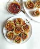 Vegan Rose shaped Dumplings with Homemade Chilli Oil