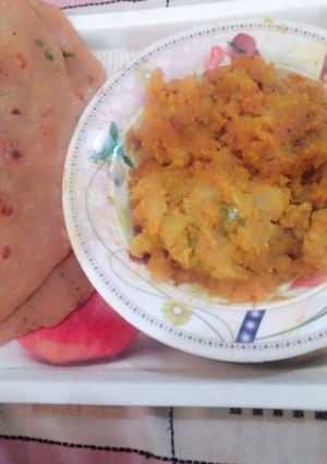 A picture of Shaljam ki bhujia with adrak ke parathy.