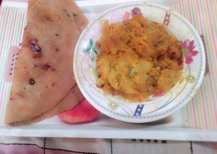 Recipe of Yummy Shaljam ki bhujia with adrak ke parathy