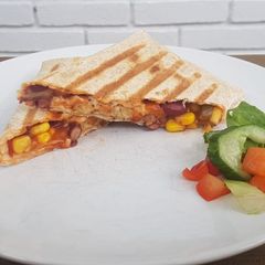 Veggie bean wrap A picture of Veggie bean wrap.
