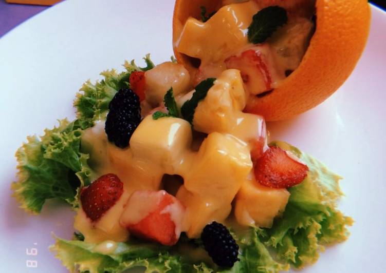 Cara Termudah Menyiapkan Fruit Salad with homemade dressing Lezat Sekali