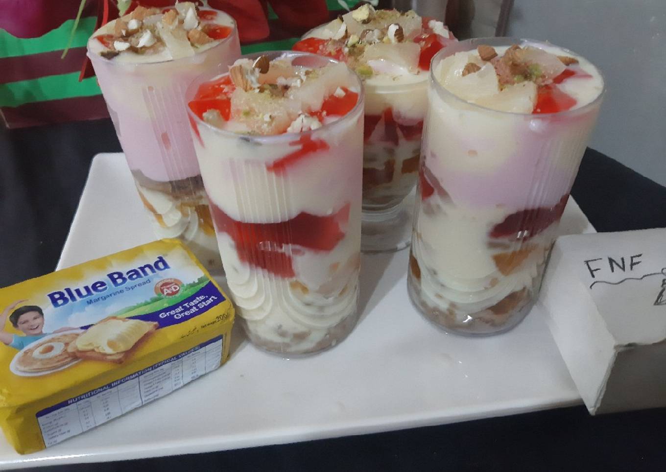 Vanilla and strawberry custard