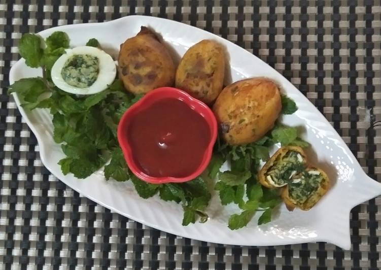 Egg spinach bonda