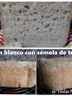 Una foto de Pan blanco con sémola de trigo (en panificadora)