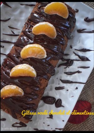 Une photo de Gâteau roulé chocolat clémentines