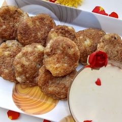 A picture of Fasting Special Amaranth Flour Cutlets with Thandai.