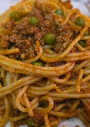 A picture of Keema spaghetti.