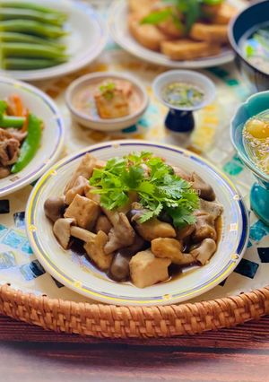 Hình của món Nấm Rơm Kho Đậu Hũ.