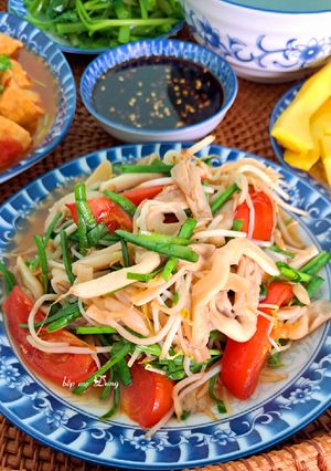 Hình của món Nấm bào ngư xào giá hẹ (Món chay).