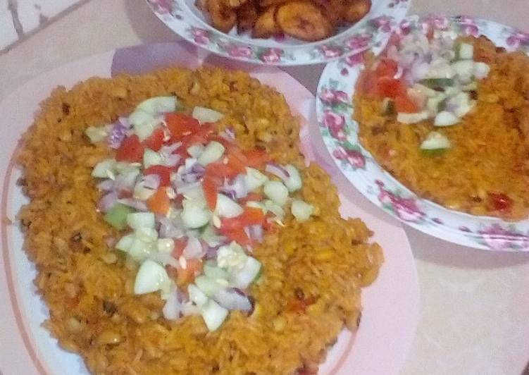 Recipe of Award-winning Jollop rice and beans with fried plantain